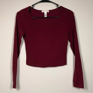 Ambiance Burgundy Long Sleeve Crop Top